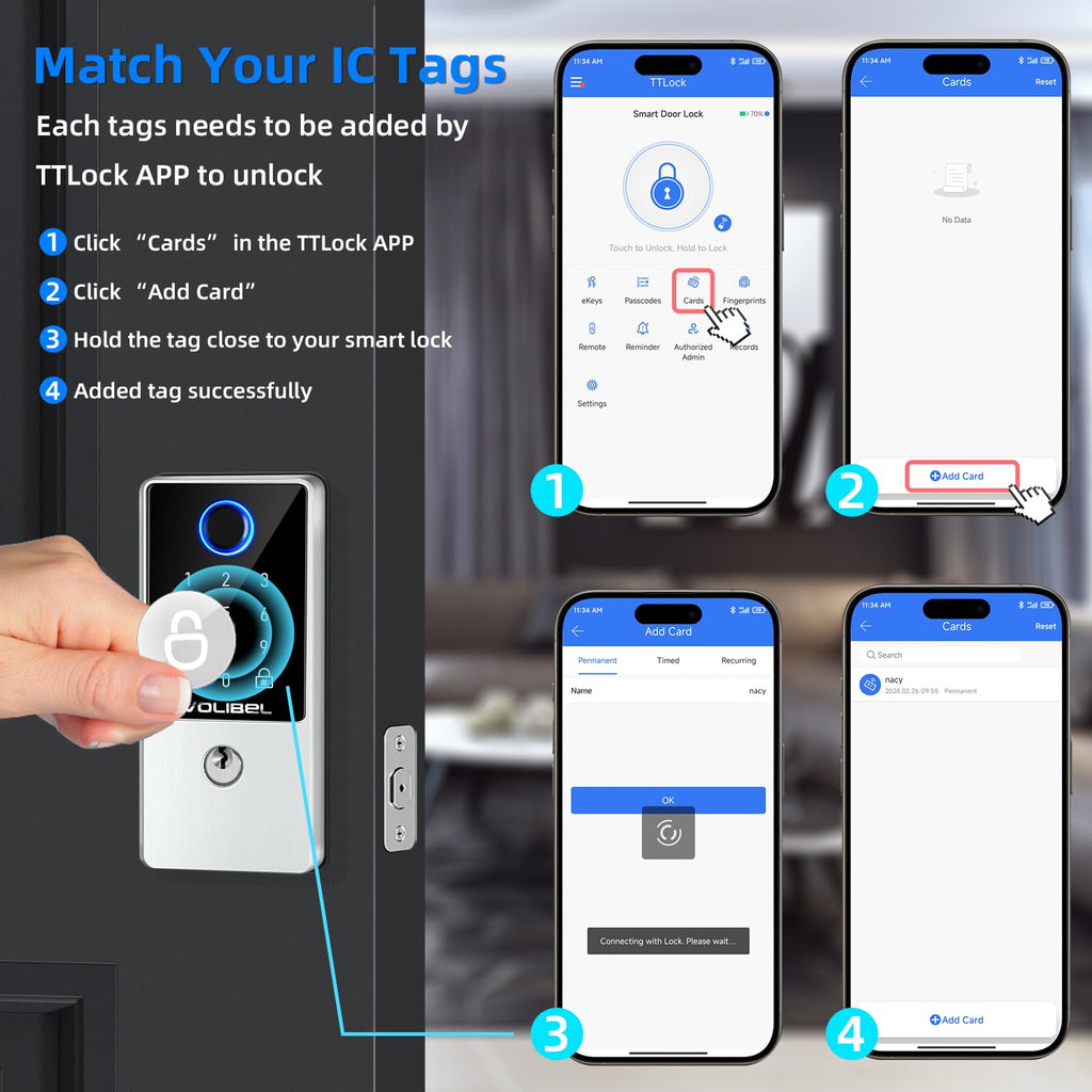 FingerPrint NFC Compatible with Android & iPhone and NFC Enabled Devices 